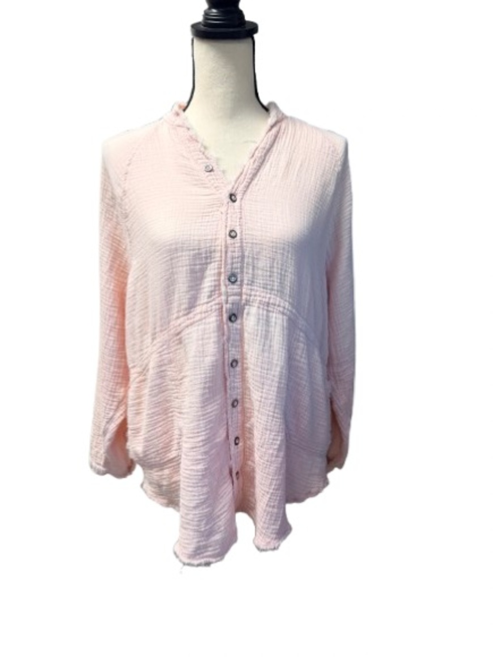 Free People Summer Daydream We The Free Textured Gauze Pink Cotton Raw Hem XS - Picture 2 of 6